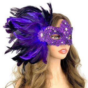 Women Costume Venetian mask Feather Masquerade Party Masks